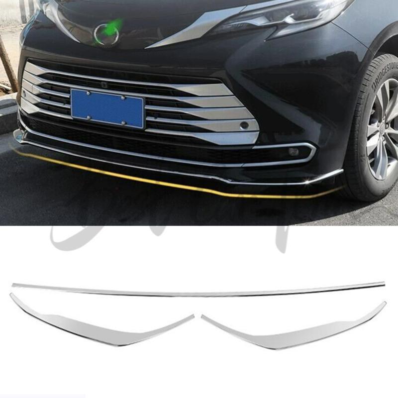 3PCS Steel For Toyota Sienna 2021-2023 Front Down Bumper Molding Trim Spoiler