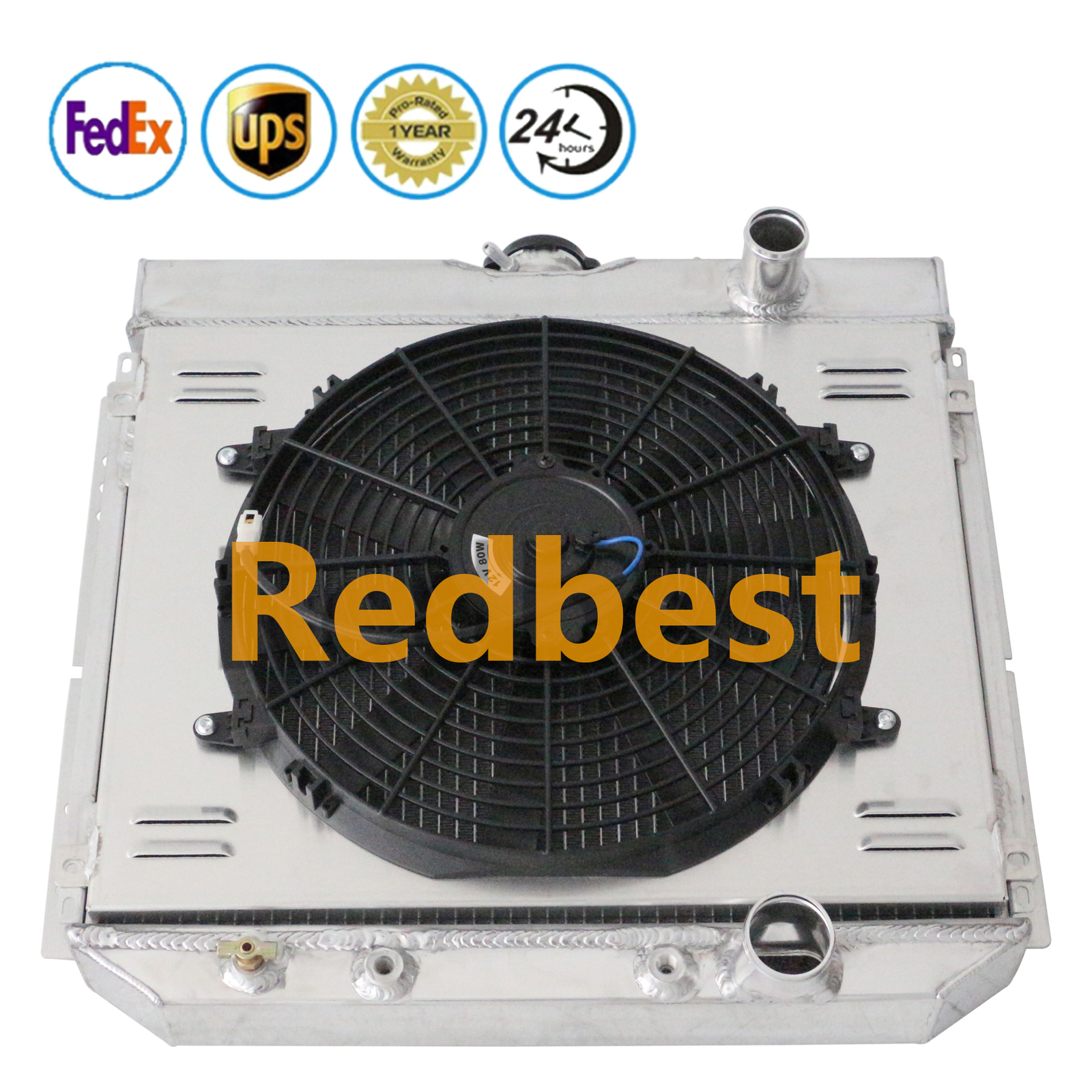 4 Row Alu Radiator+Shroud+Fan For 1963 1964-1970 Ford Fairlane Falcon Galaxie V8