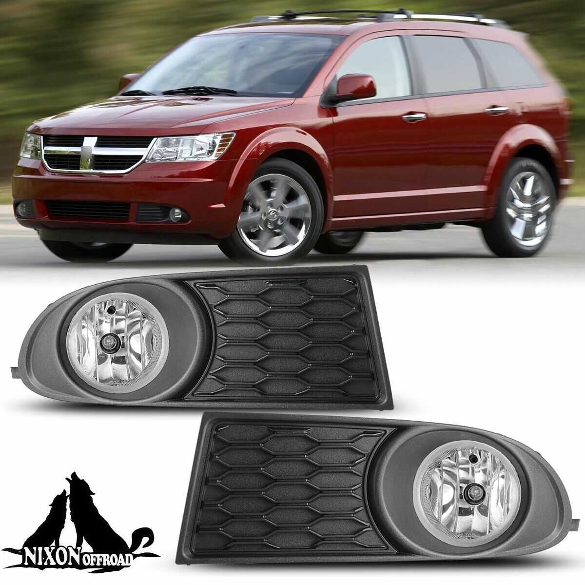 Pair Fog Lights For 2010-2020 Dodge Journey Driving Bumper Lamps w/Wiring Switch