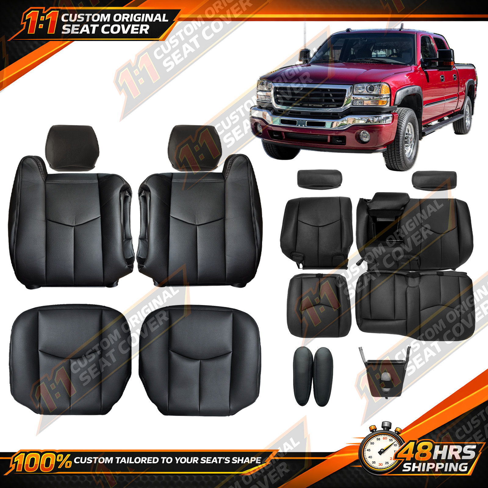 For 2003-2005 2006 GMC Yukon Sierra Silverado Factory Style Full Kit Seat Covers