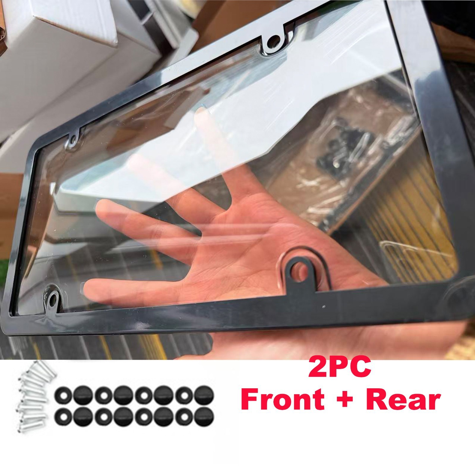 2X Unbreakable License Plate Covers+Frames Auto Tag Shield Protector Front Rear✅