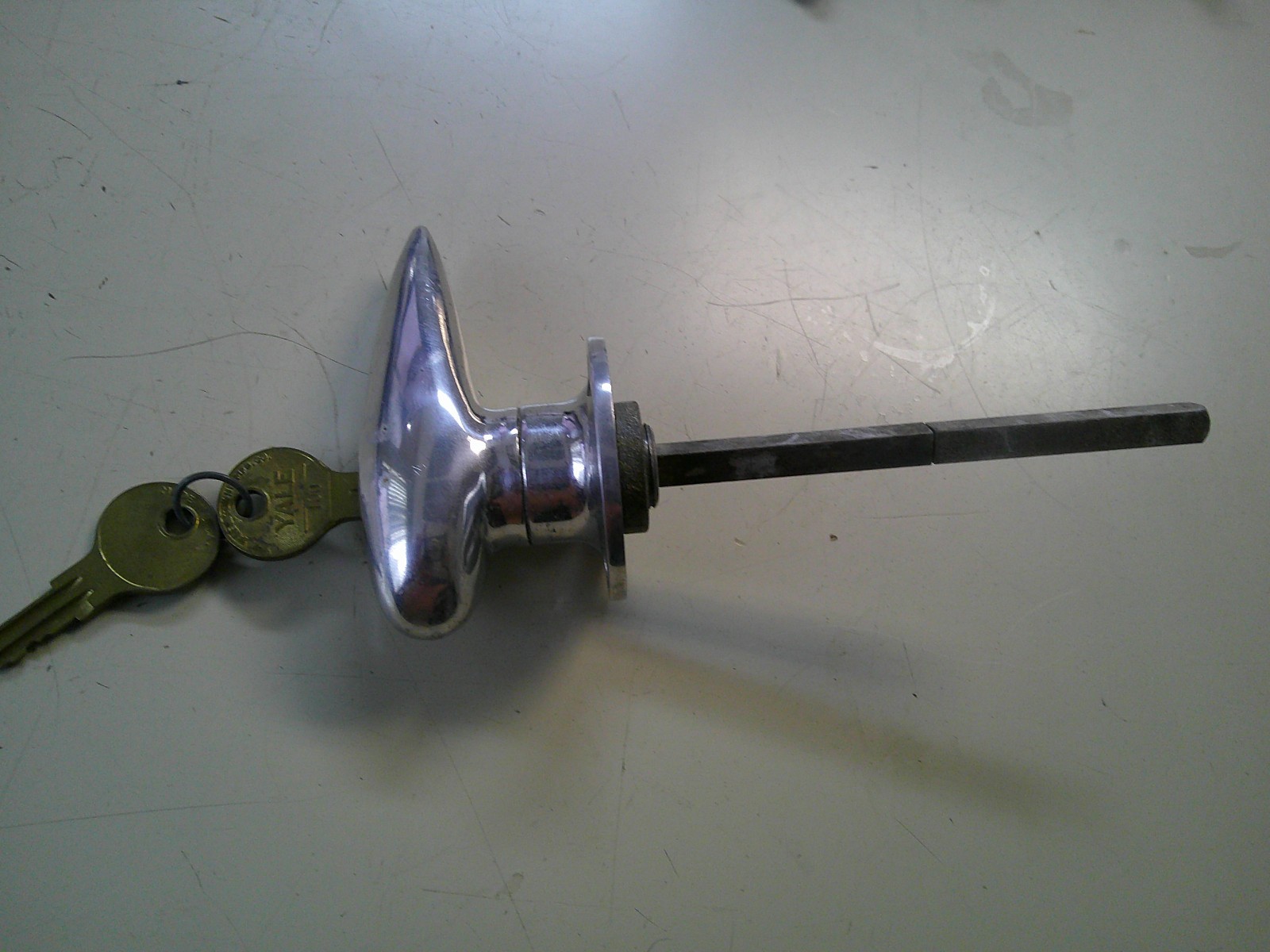 This is a vintage 1953 aircraft door handle with lock /key maybe Beechcraft A/C
