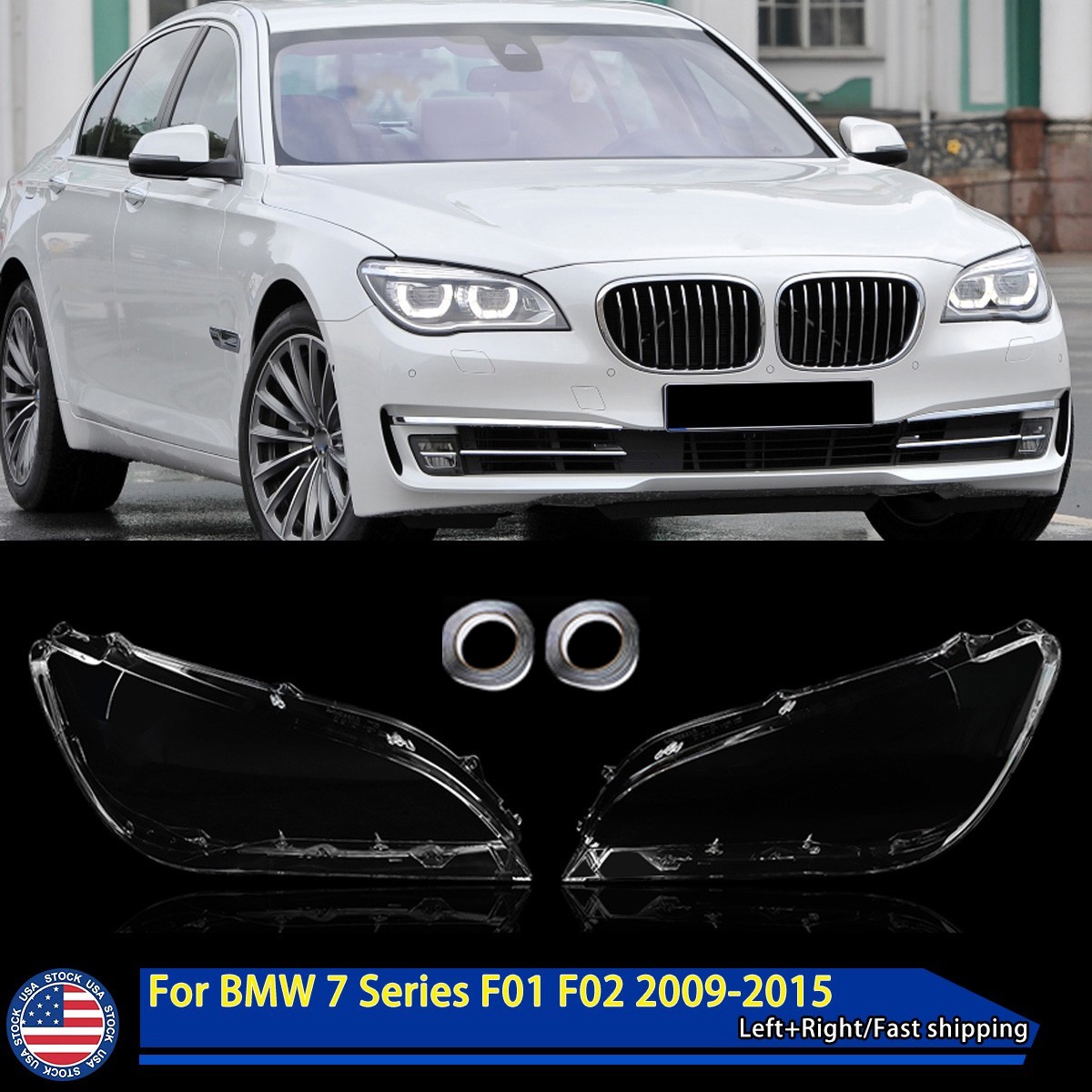 Headlight Headlamp Lens Cover For 09-15 BMW F02 F01 740i 750Li 760i Left & Right