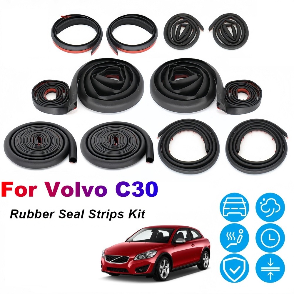 For Volvo C30 b Door Rubber Seal Strips Weather Draft Wind Noise Reduction Kit