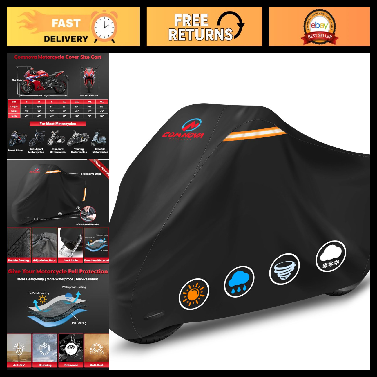 Universal Waterproof Motorcycle Cover 81\