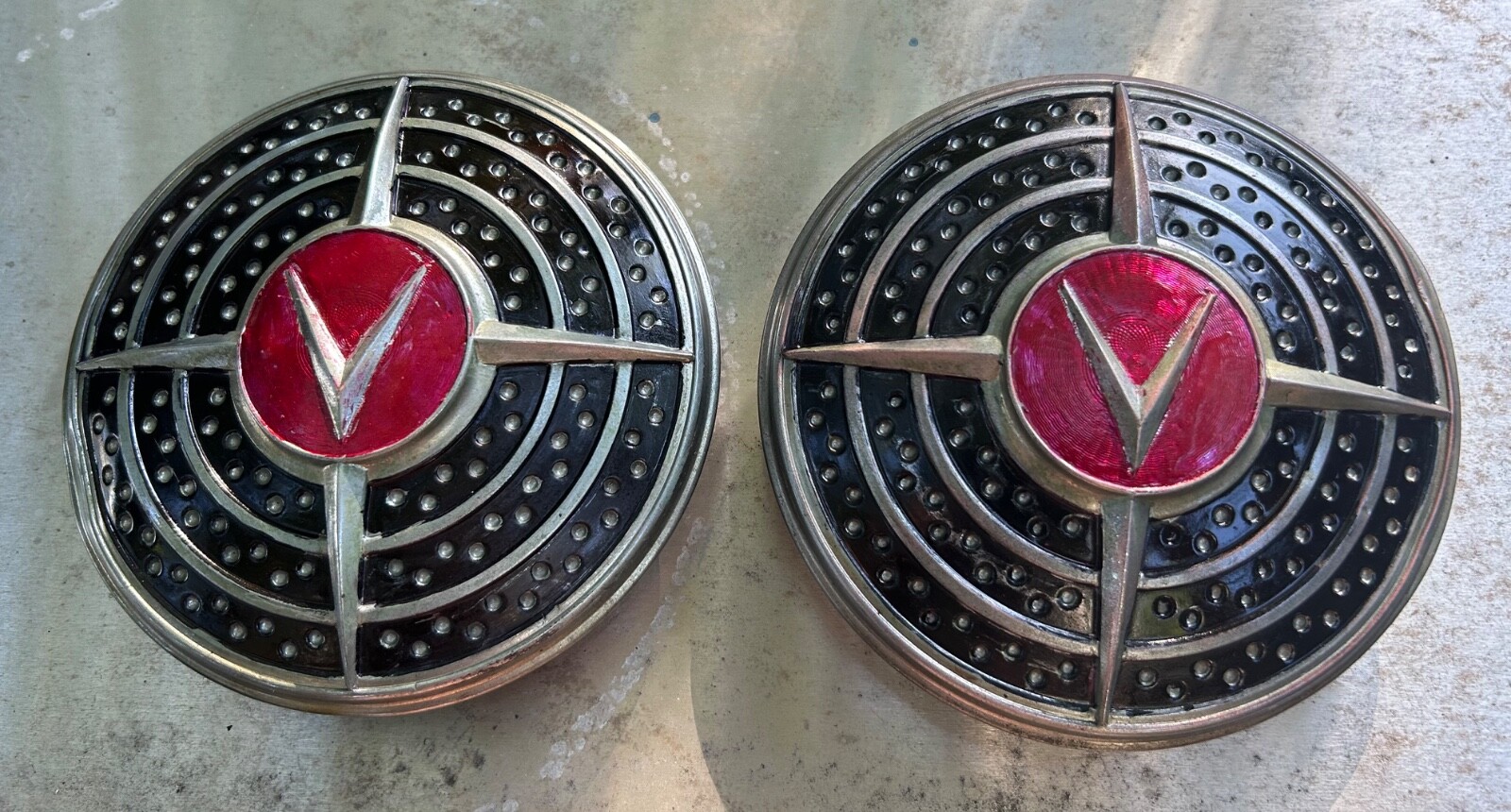 TWO 1941 Cadillac Fog Light delete plates covers OEM PAIR GREAT QUALITY TWO 1941 Cadillac Fog Light delete plates covers OEM PAIR GREAT QUALITY