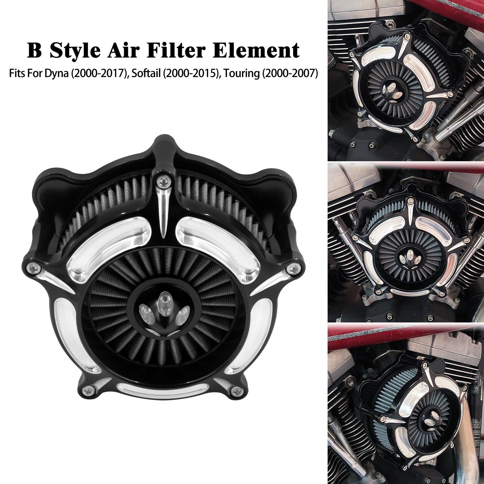 Spike Turbine AIR CLEANER Grey Intake Filter Fit For Harley Touring Road King 07