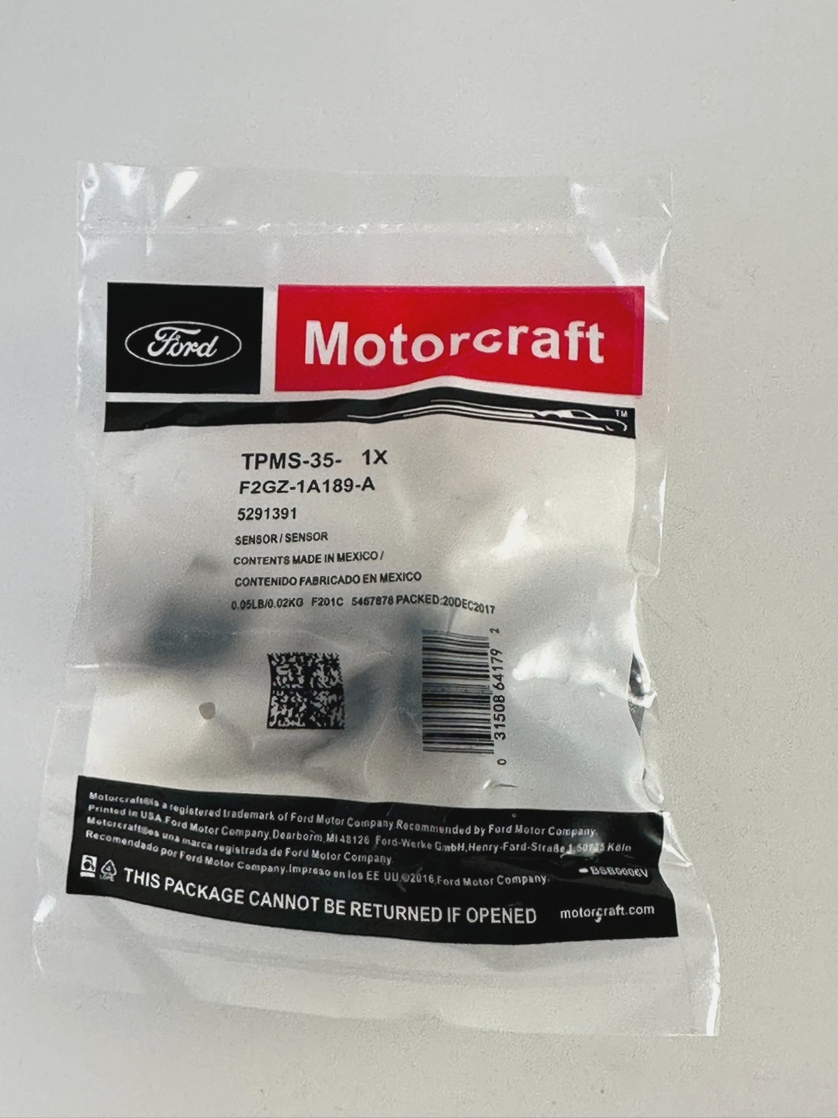 Genuine OEM Ford Motorcraft TPMS35 Tire Pressure Sensor F2GZ 1A189 A 315MHz New