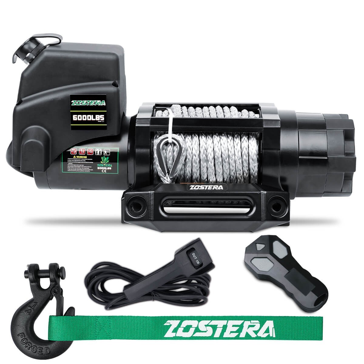 ZOSTERA Electric Winch 6000LBS-12000LBS Synthetic Rope Boat Trailer 4WD Towing
