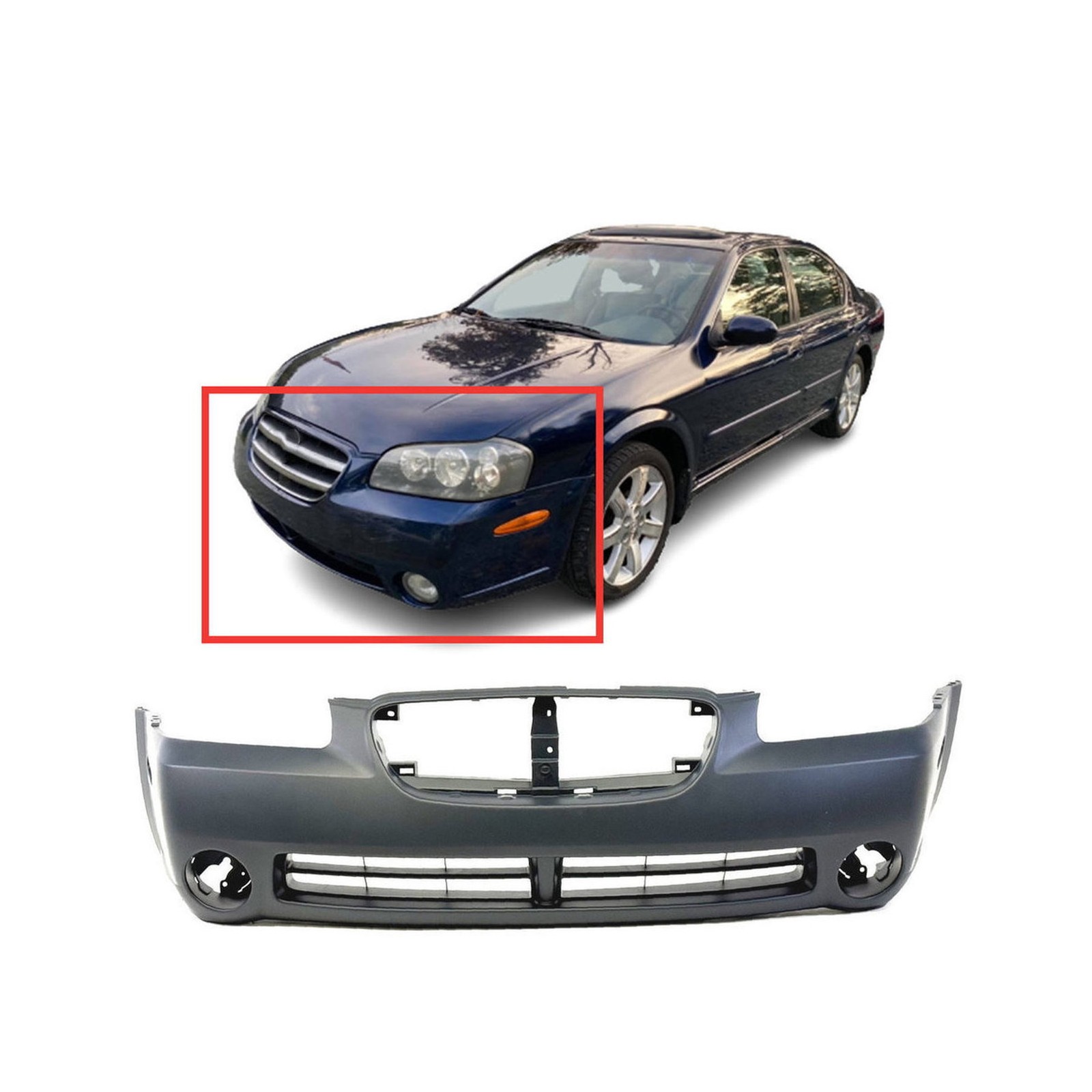 2002-2003 Nissan Maxima 620225Y725 GLE GXE SE Front Bumper Cover NI1000192