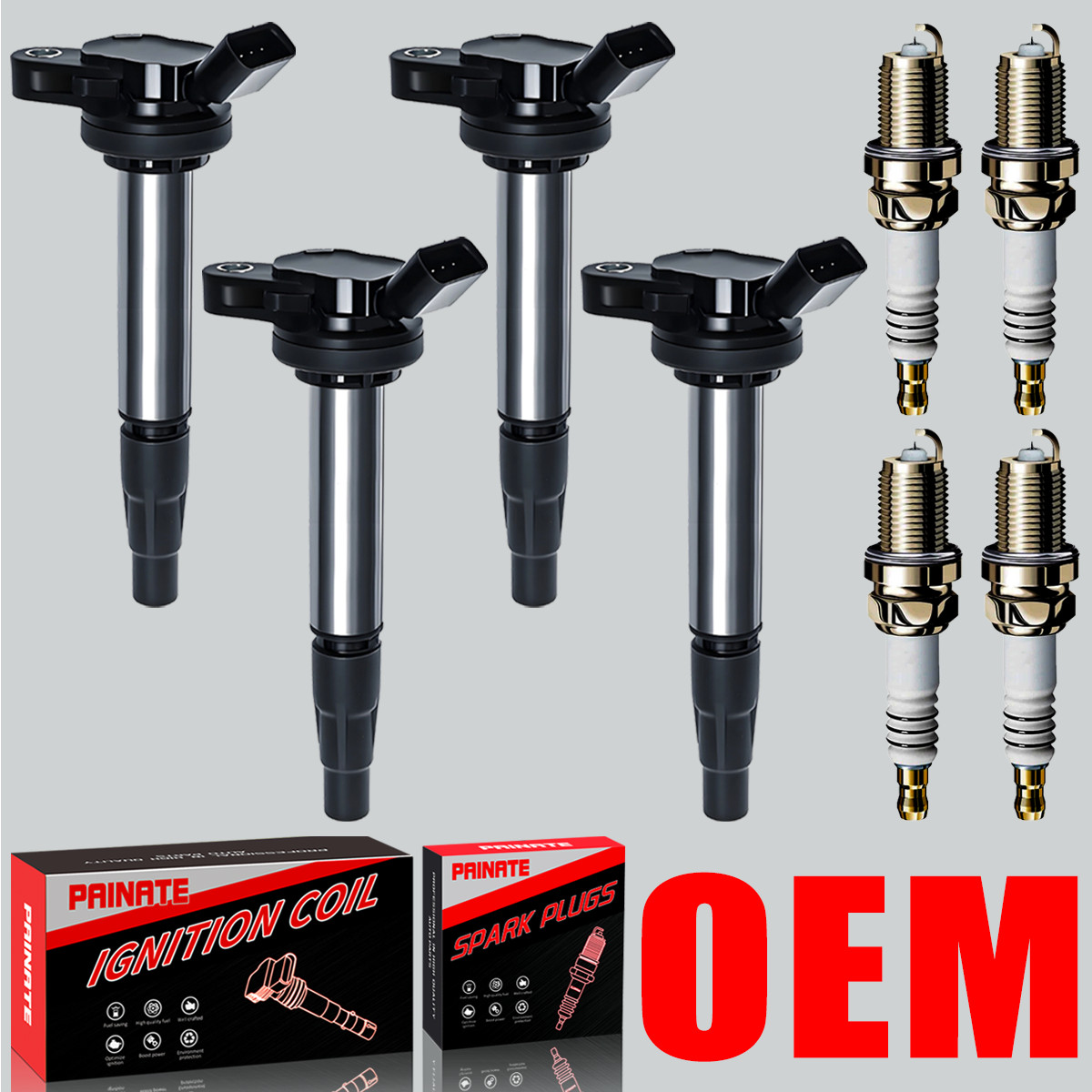 Brand 4X OEM Ignition Coil & 4 Iridium Spark Plug For Toyota Corolla Prius UF596