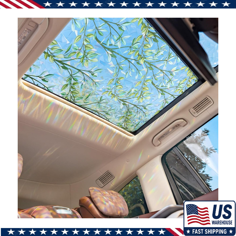 Stained Vintage Sunroof Sun Shade Film Static Cling Vinyl 3D Decal Car, Moonroof Stained Vintage Sunroof Sun Shade Film Static Cling Vinyl 3D Decal Car, Moonroof