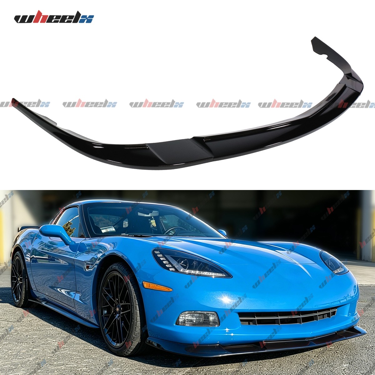 For 05-13 Chevy Corvette C6 Base ZR1 Style Gloss Black Front Bumper Lip Splitter