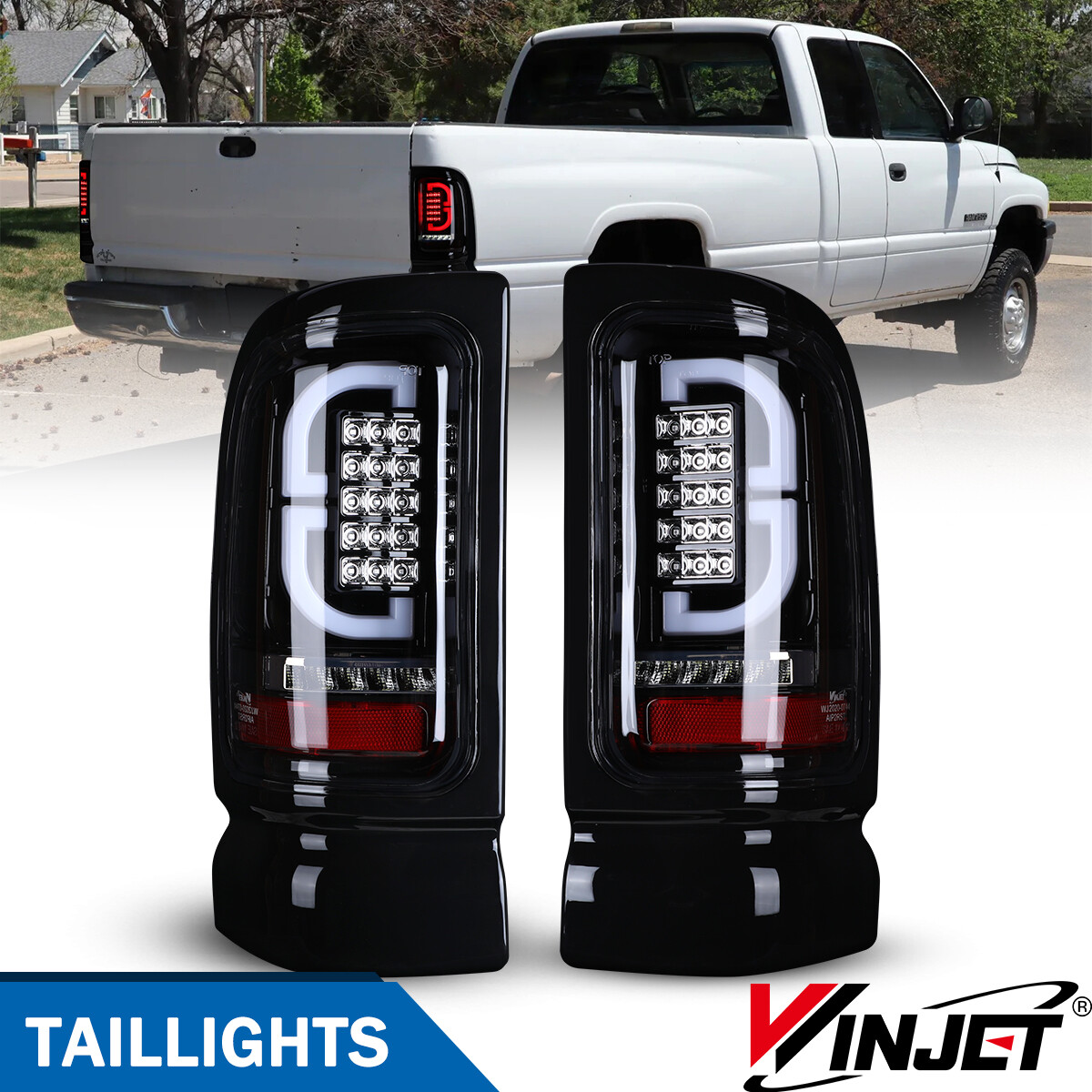 For 1994-2001 Dodge Ram 1500 2500 3500 LED Tail Lights Pair Rear Brake Lamps
