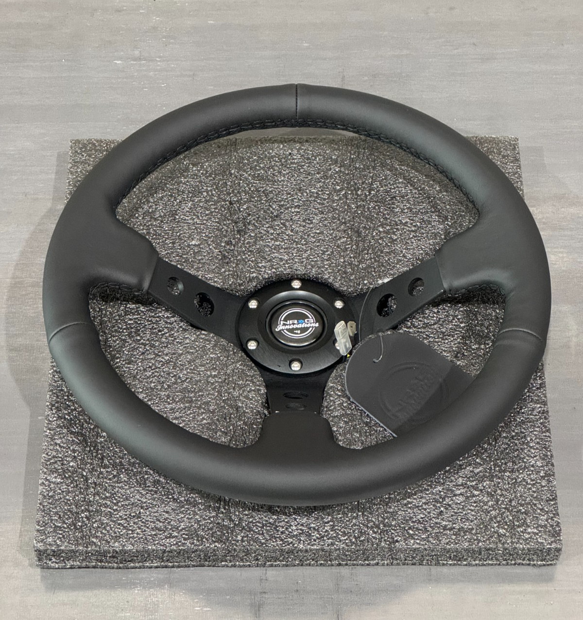 SALE NRG Deep Dish Steering Wheel 350mm Black Leather Black Center (RST-006BK)