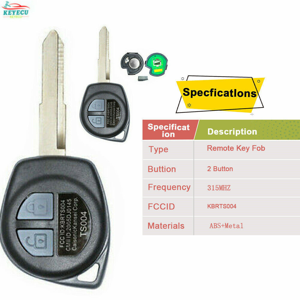 2*KBRTS004 Keyless Remote Key Fob 2 Buton 315MHz ID46 for Suzuki Swift 2007-2013 2*KBRTS004 Keyless Remote Key Fob 2 Buton 315MHz ID46 for Suzuki Swift 2007-2013