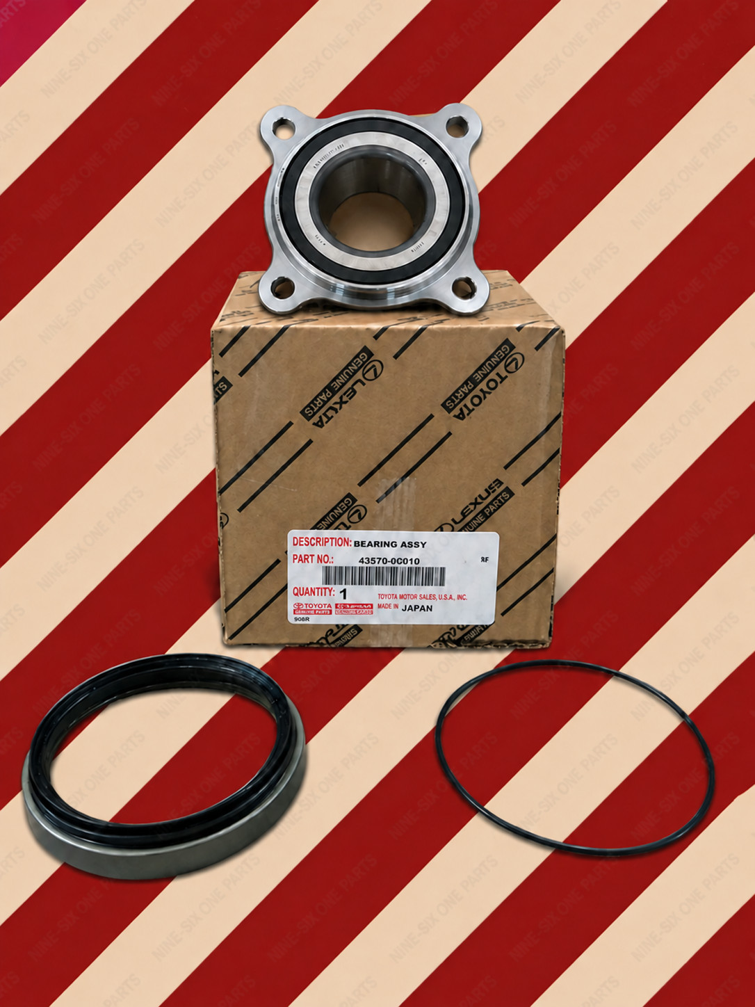 (43570-0C010) Genuine Toyota Front LH or RH Wheel Bearing w/ Ring & Oil Seal
