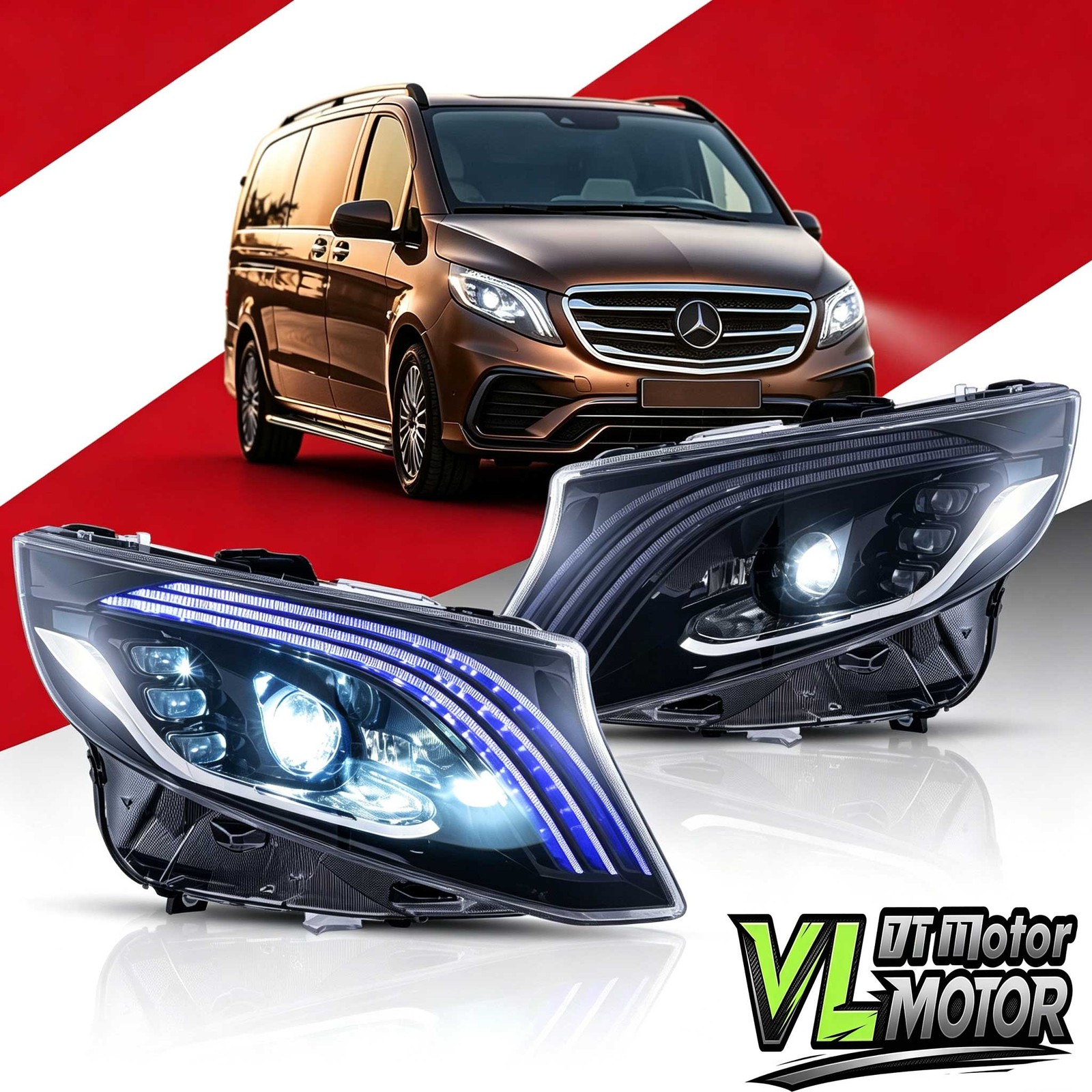 VLAND FULL LED Headlights For 2016-2023 Mercedez Benz Metris/Vito Maybach Style
