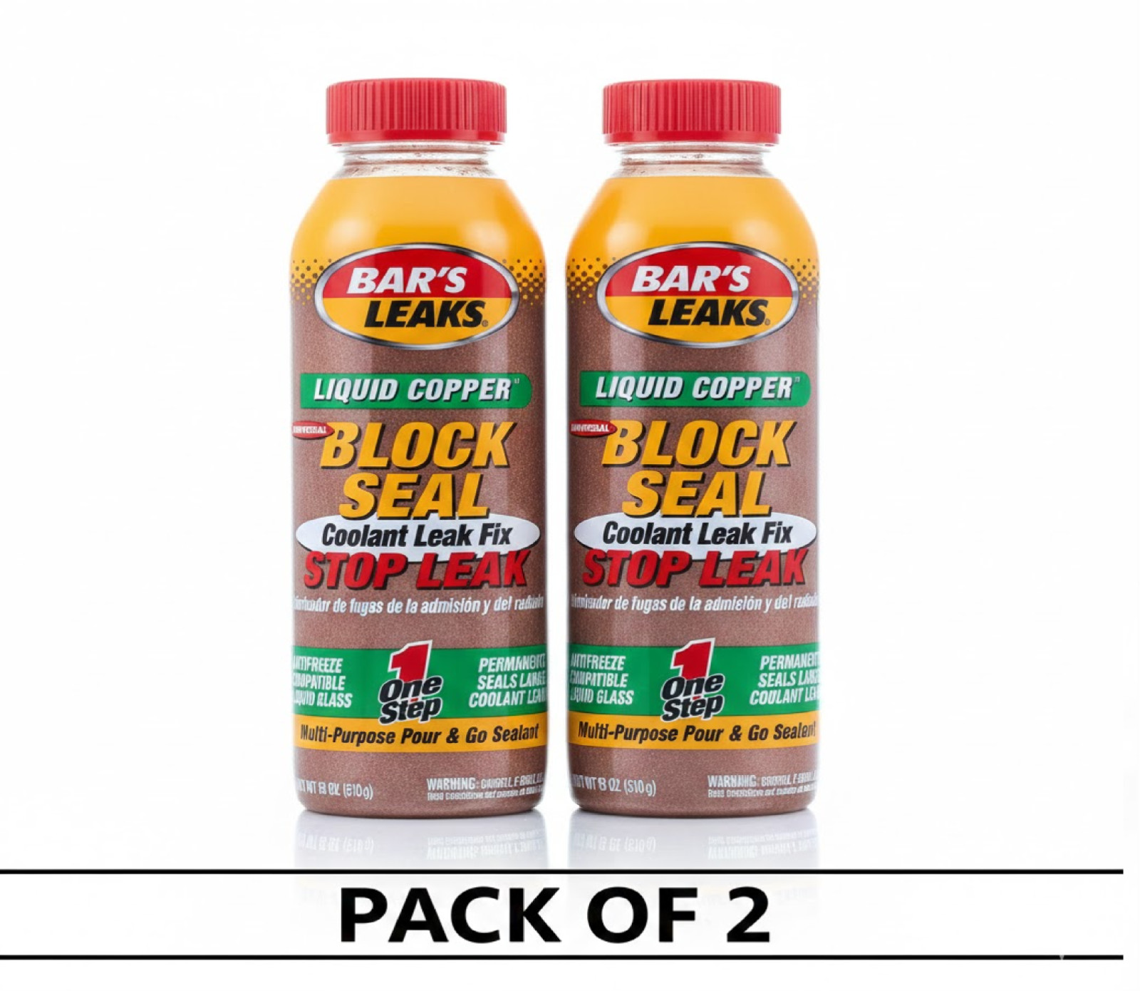 2 Pack Bar's Leaks Block Seal Liquid Copper Coolant Leak Fix, 2 Pack Bar's Leaks Block Seal Liquid Copper Coolant Leak Fix,