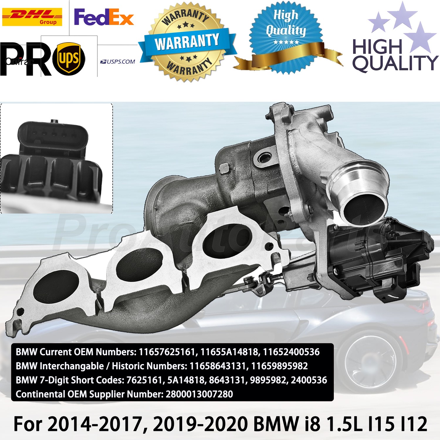 11657625161 Turbo Turbocharger for 2014-2017, 2019-2020 BMW i8 1.5L I15 I12