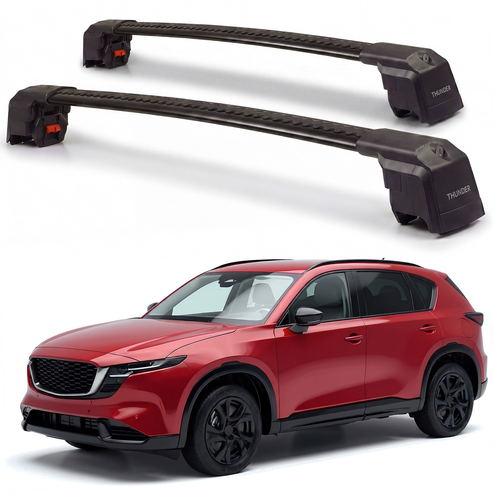 Roof Rack Cross Bars for Mazda CX-5 2026-2027 Aluminum Lockable Pair Black