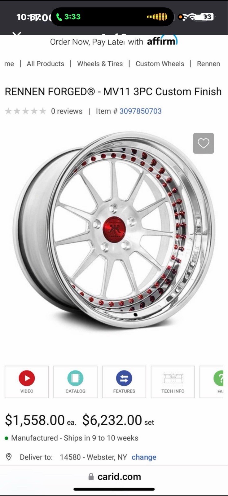 Rennen Forged MV11 3-Piece Wheels – Corvette – Like New 500 Miles Set 6000 New