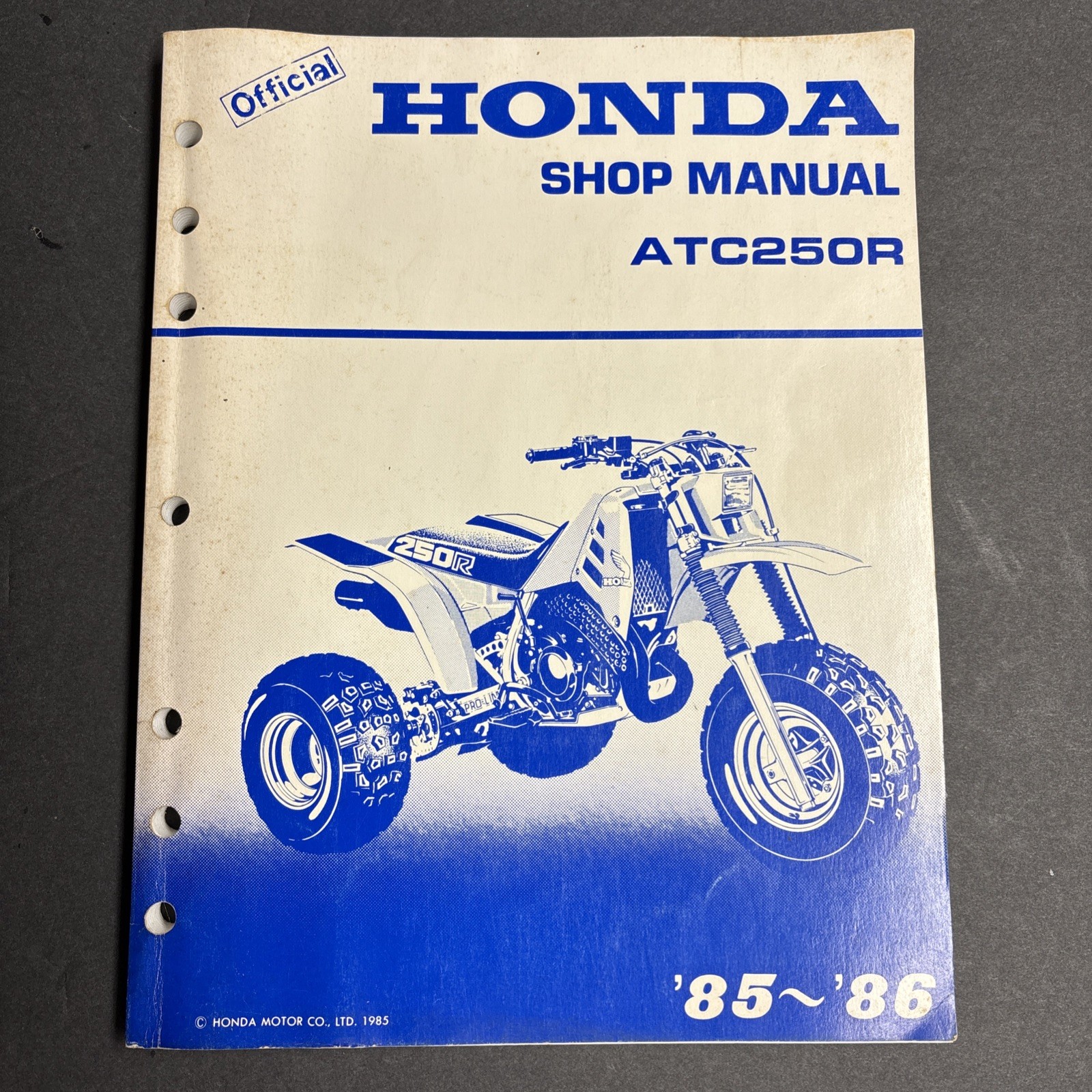 Honda \'85-86 ATC250R Shop Manual *OEM *Good Used Condition Honda \'85-86 ATC250R Shop Manual *OEM *Good Used Condition