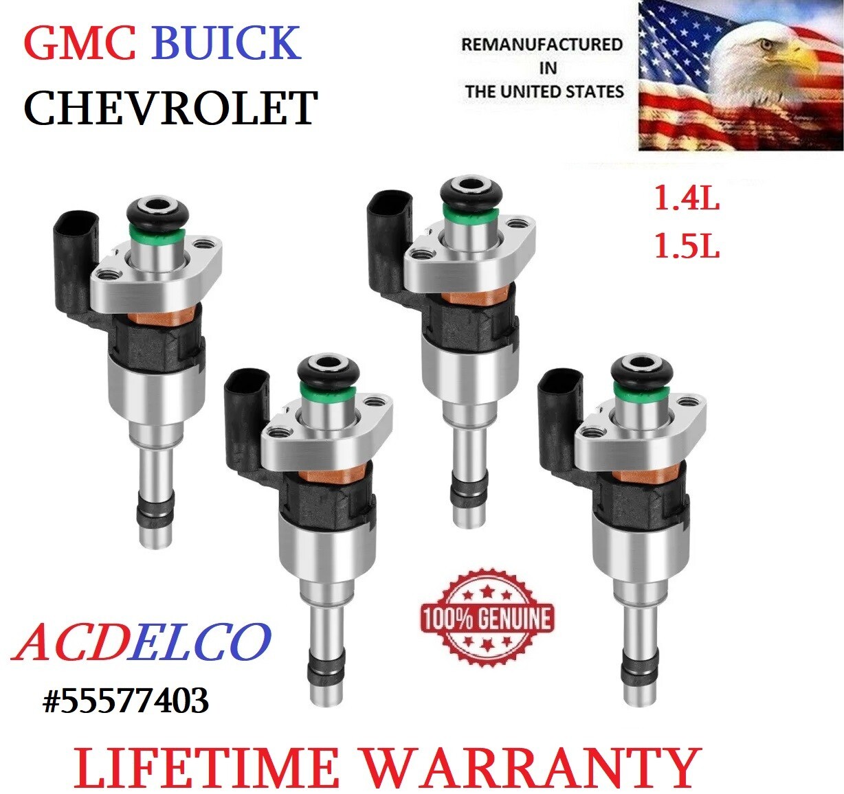 OEM ACDelco 4x Fuel Injectors For 16-19 BUICK CHEVROLET GMC 1.4L 1.5L #55577403