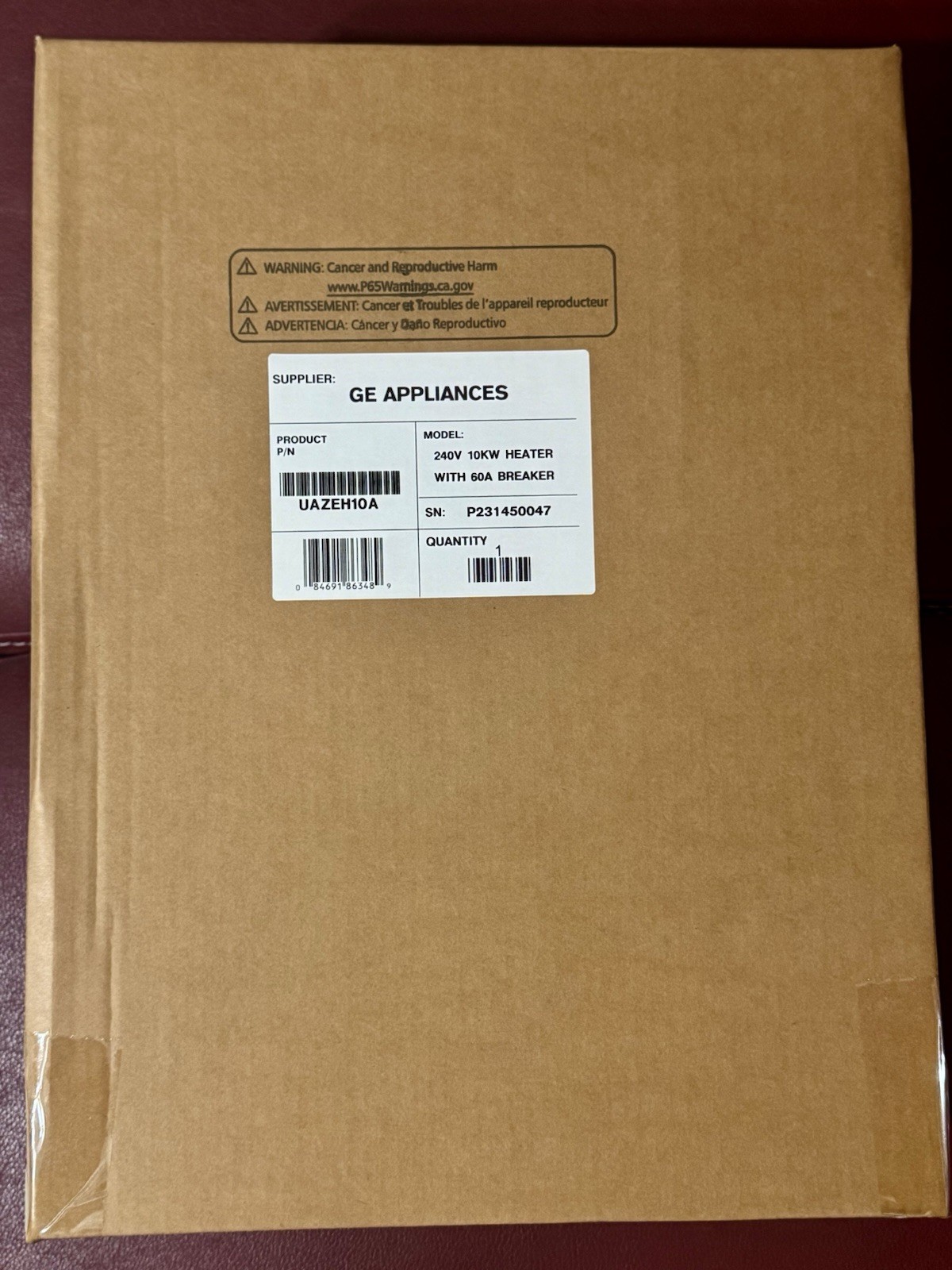 NEW GE 240V 10KW HEATER with 60A Breaker UAZEH10A. General Electric HVAC