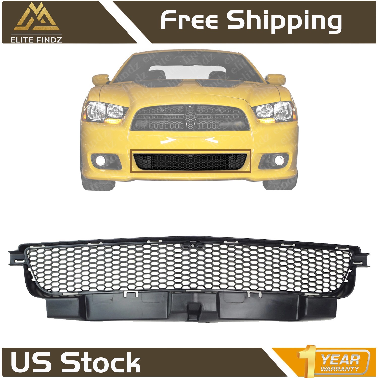 NEW Front Bumper Grill Textured Black For 2012-2014 Dodge Charger SRT8