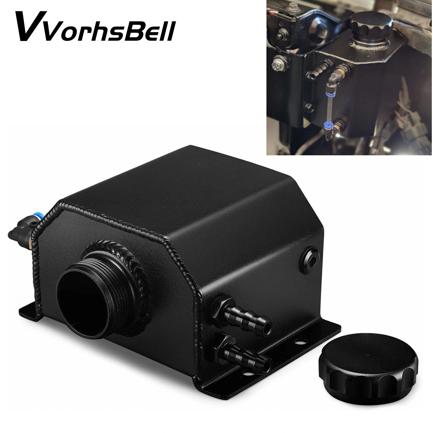 1L Black Aluminum Coolant Radiator Overflow Reservoir Expansion Tank Universal