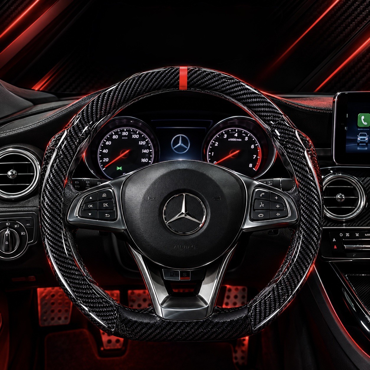 REDLYT Steering Wheel Cover, Ultra-Thin Anti-Slip Sport Grip, Laser Carbon Fiber REDLYT Steering Wheel Cover, Ultra-Thin Anti-Slip Sport Grip, Laser Carbon Fiber