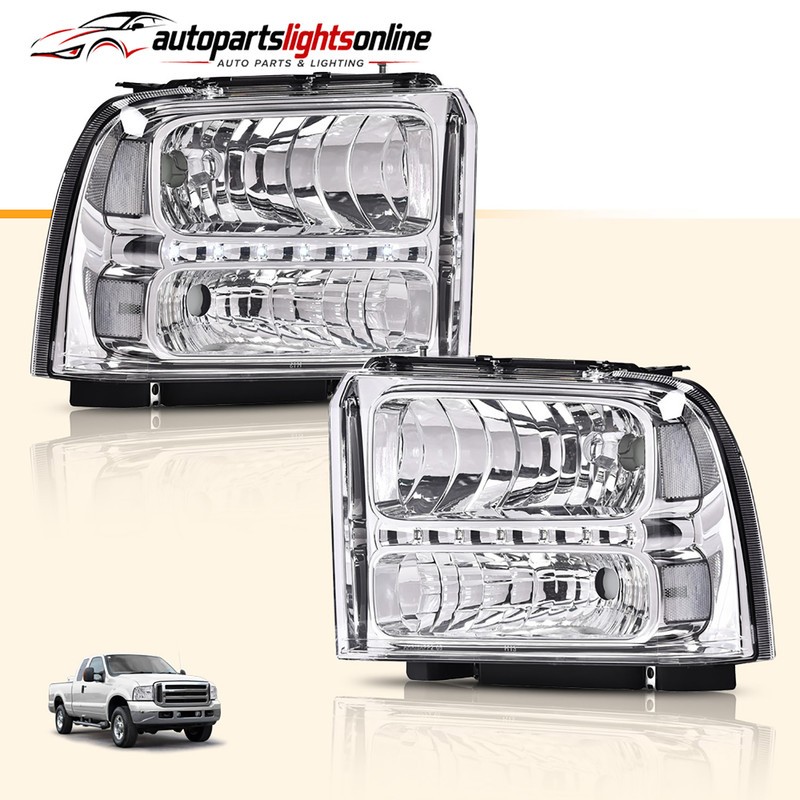 LED Clear/Chrome Headlight For 2005-2007 Ford F-250 F-350 F-450 F-550 Super Duty