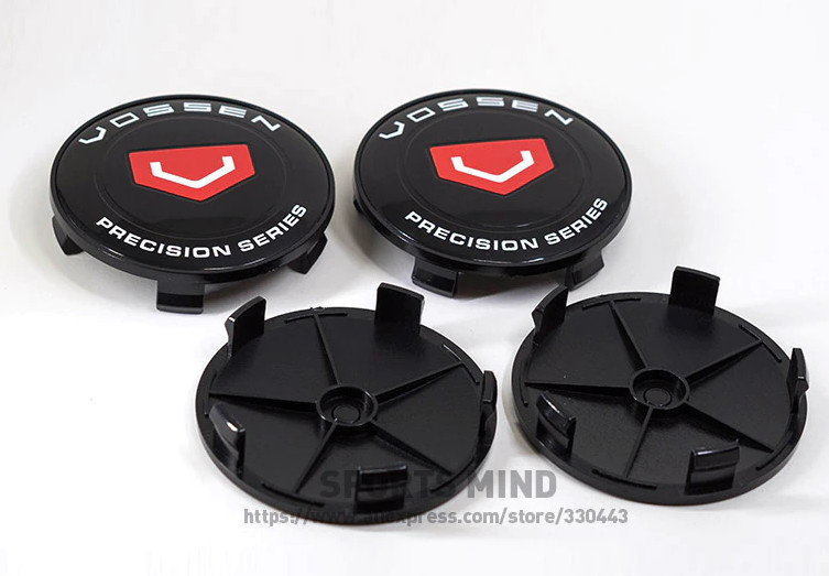 4x68mm Wheel Center Caps Hubcaps Rim Caps Badges Decals Vossen Black