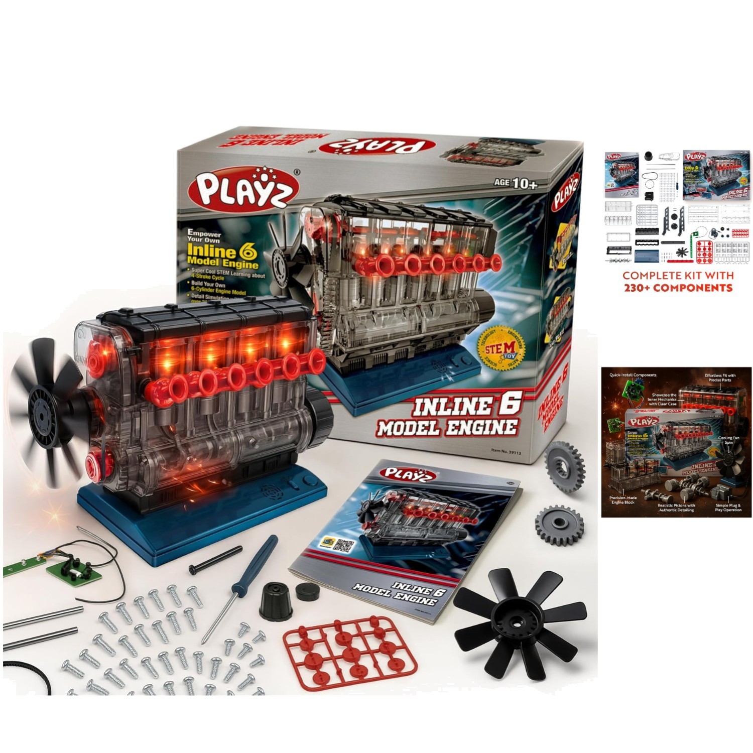 Inline 6 Engine Model Kit: STEM Fun for Ages 10+ - Build Your Own Working Engine