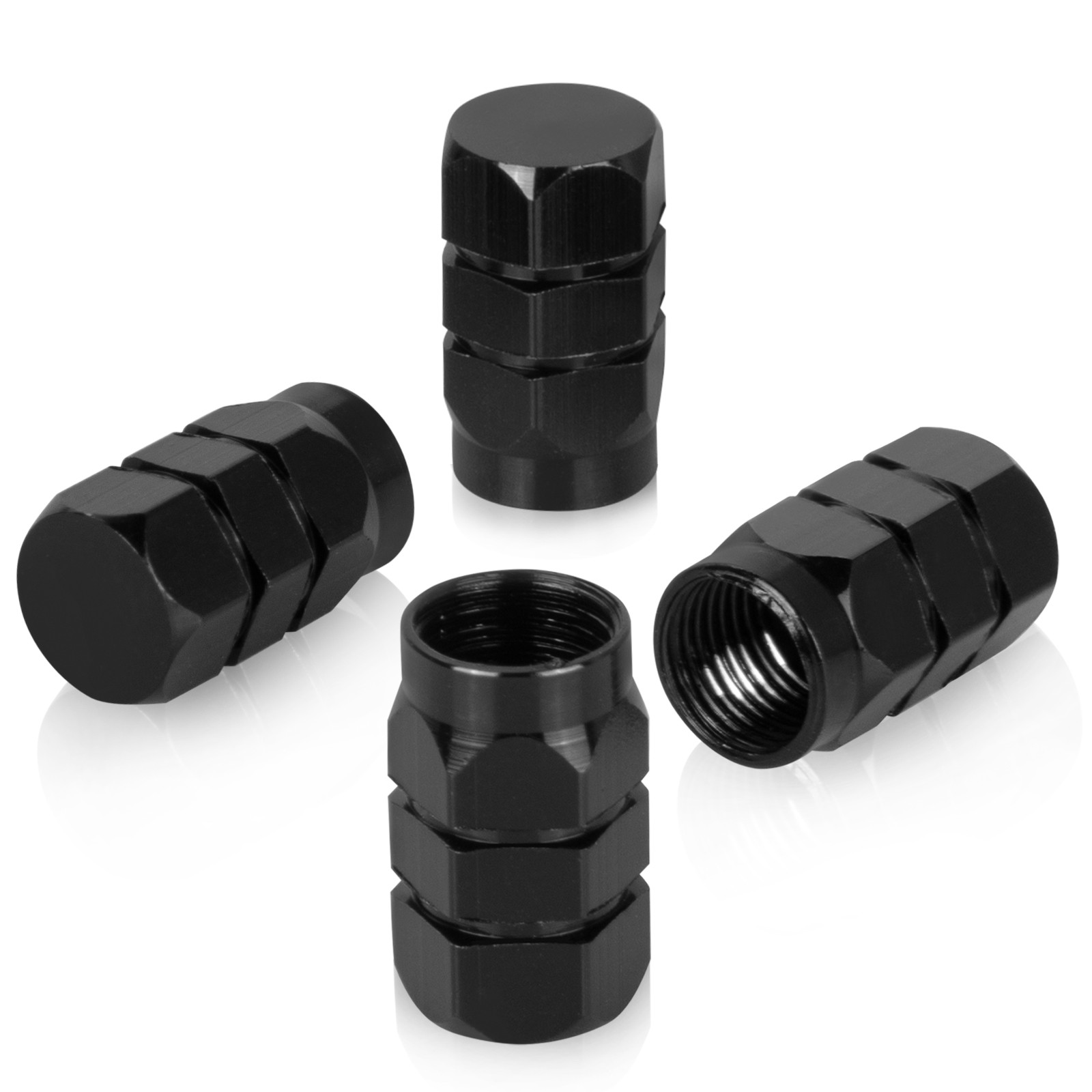 4x Black Aluminum Metal Wheel / Tire Valve Stem Car-Truck Air Caps Covers 4x Black Aluminum Metal Wheel / Tire Valve Stem Car-Truck Air Caps Covers
