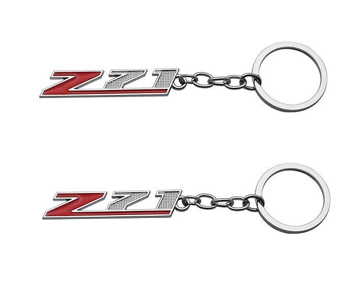 2Pcs Z71 Keychain Emblem Chrome Finish Car Key Chain Key Ring for Z71 (Red)