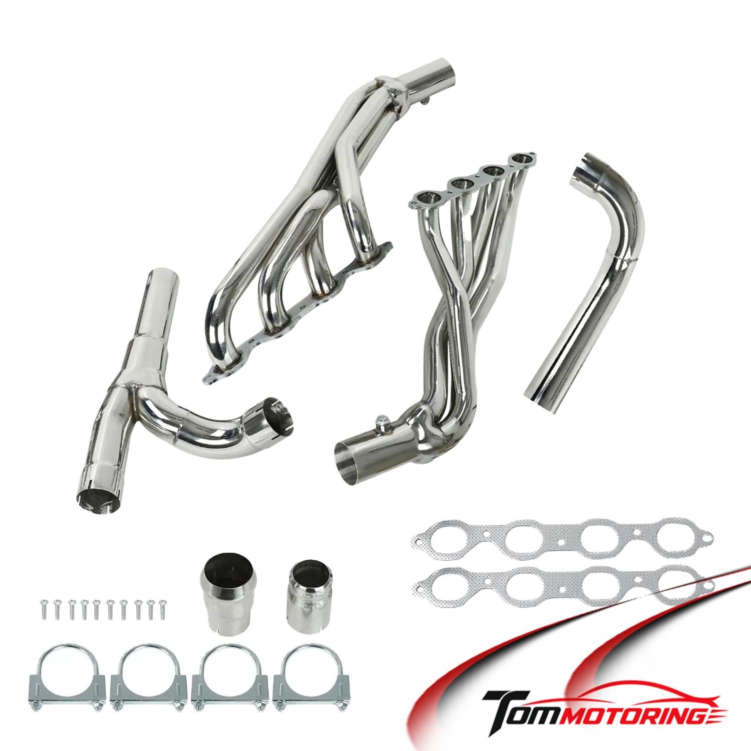 Long Tube Exhaust Header Y-Pipe Kit For 2014-17 Chevy Silverado GMC Sierra 1500