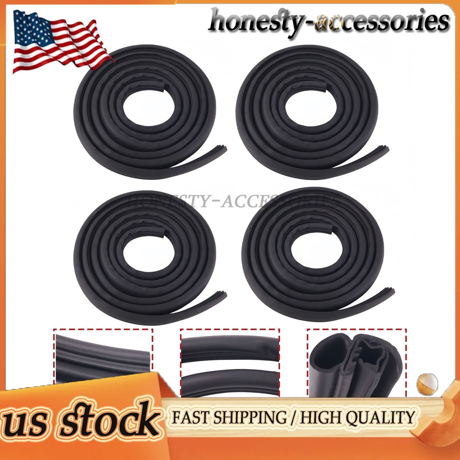 Front Rear Door Body Weatherstrip Rubber Seal Fits For 2003-2009 Hummer H2 4x