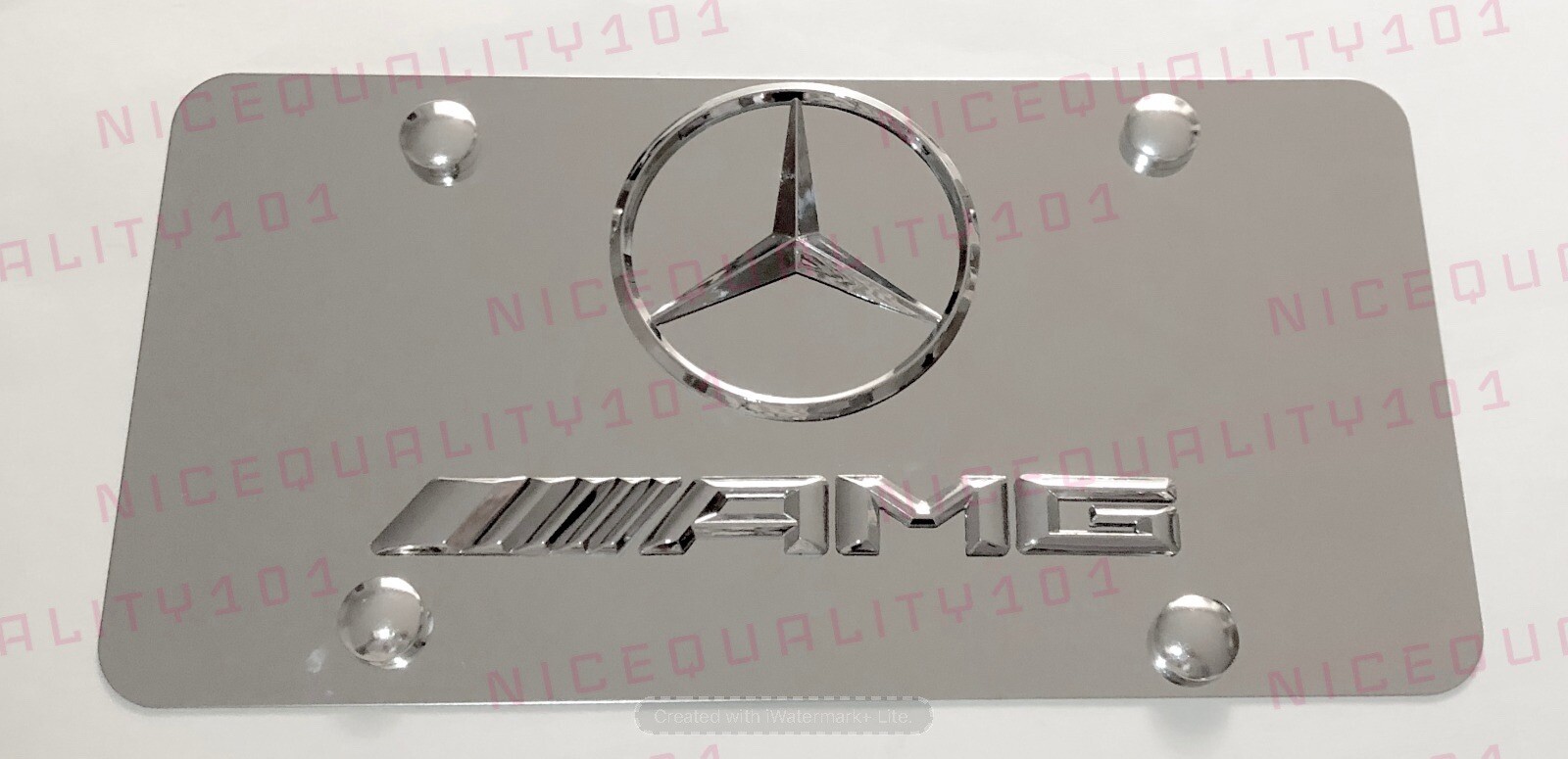 3D Mercedes Benz AMG Front Stainless Steel Finished License Plate Frame Holder