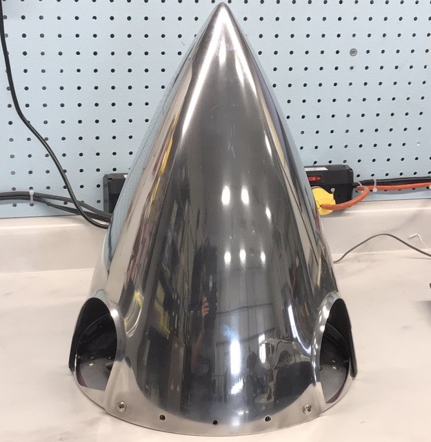 Hartzell Three Blade Propeller Spinner Assembly A-2295-1P - Chrome- As Removed - Hartzell Three Blade Propeller Spinner Assembly A-2295-1P - Chrome- As Removed -