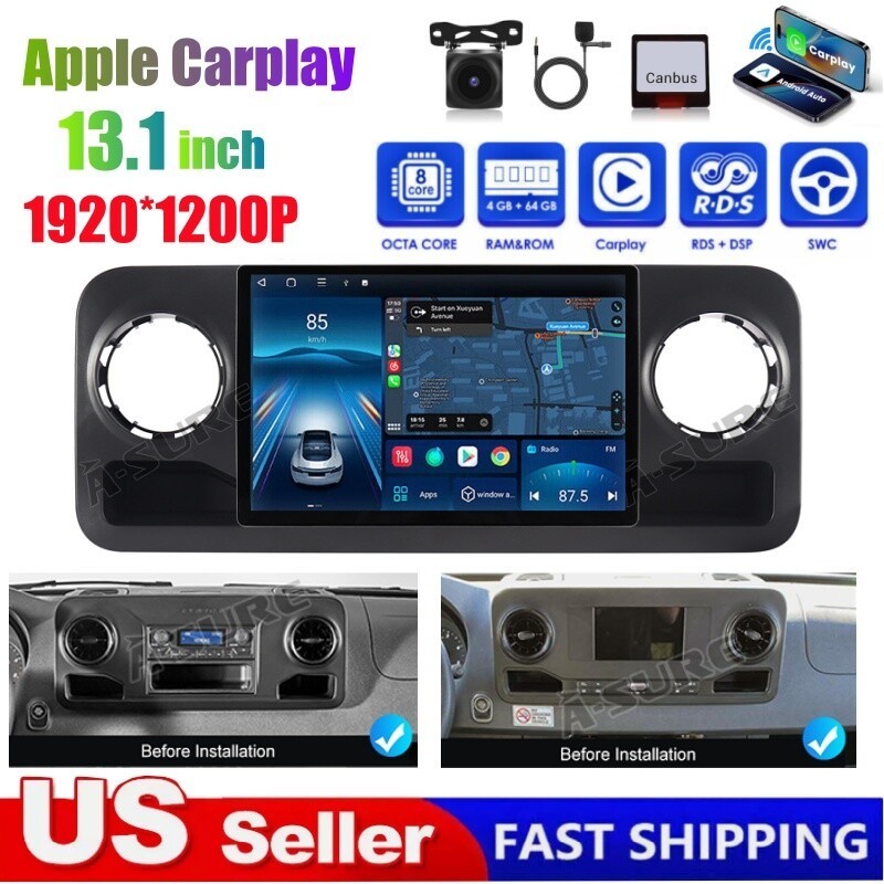 13.1'' 2K 4+64GB Stereo Radio Carplay For Mercedes-Benz Sprinter 2019-2023 + Cam 13.1'' 2K 4+64GB Stereo Radio Carplay For Mercedes-Benz Sprinter 2019-2023 + Cam