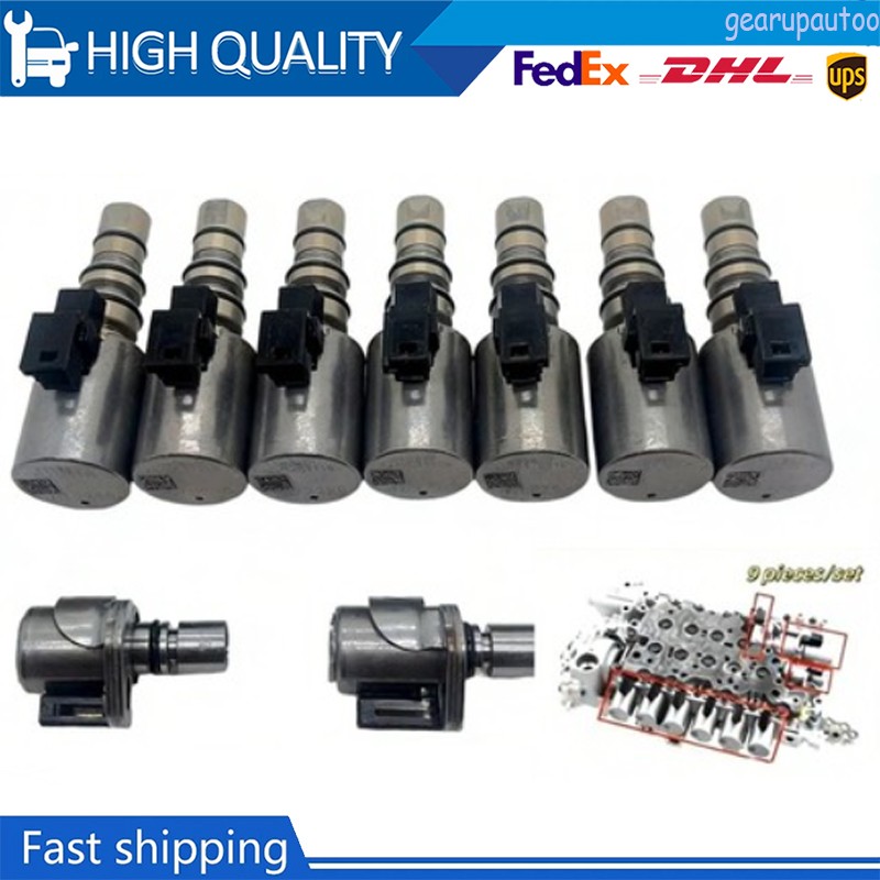 9X NEW 8L90 8L45 8L50 valve body solenoid kit ( includes all 9 solenoids needed) 9X NEW 8L90 8L45 8L50 valve body solenoid kit ( includes all 9 solenoids needed)