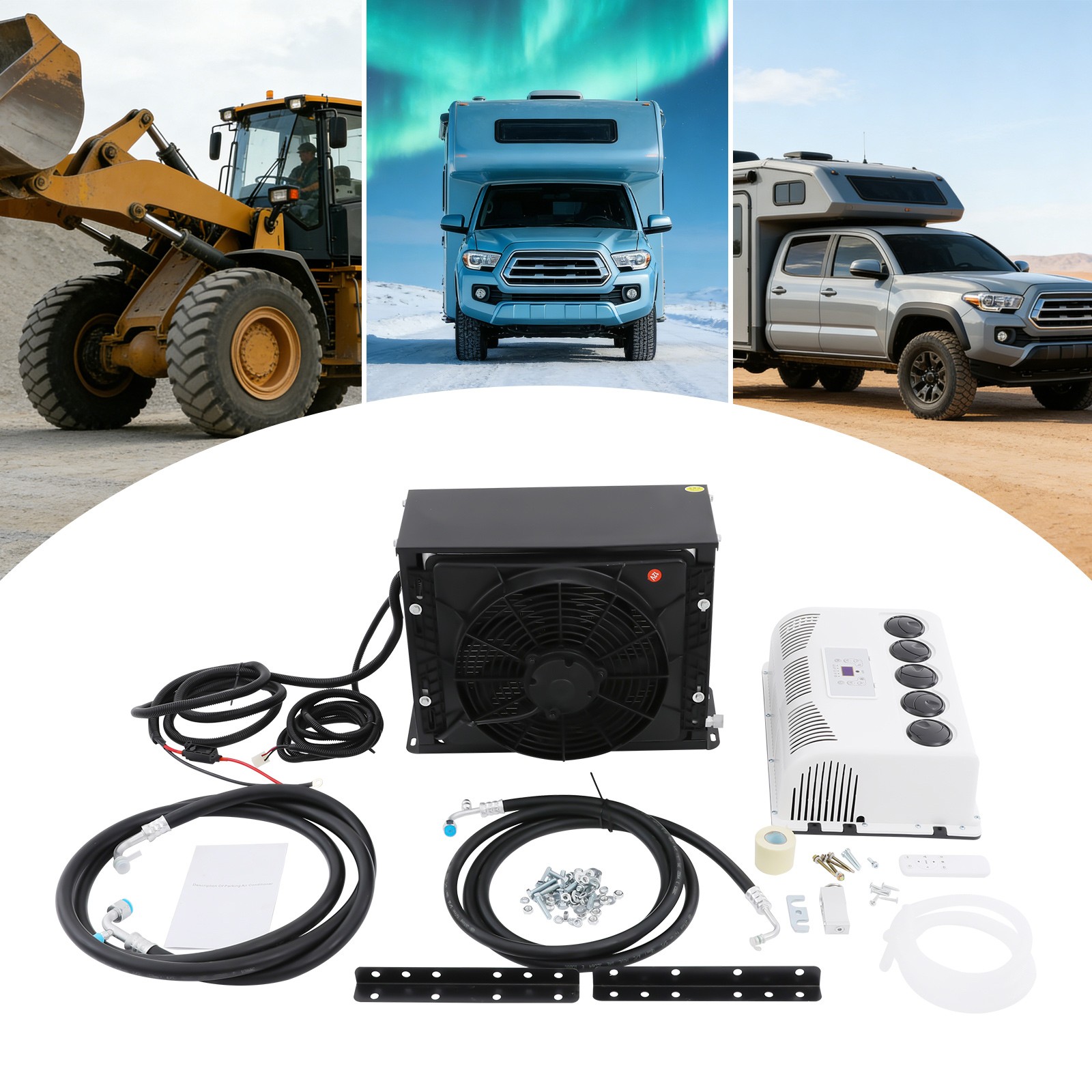 12V 8800 BTU Truck Cab Air Conditioner Autos A/C For Semi Truck Bus RVs Split AC