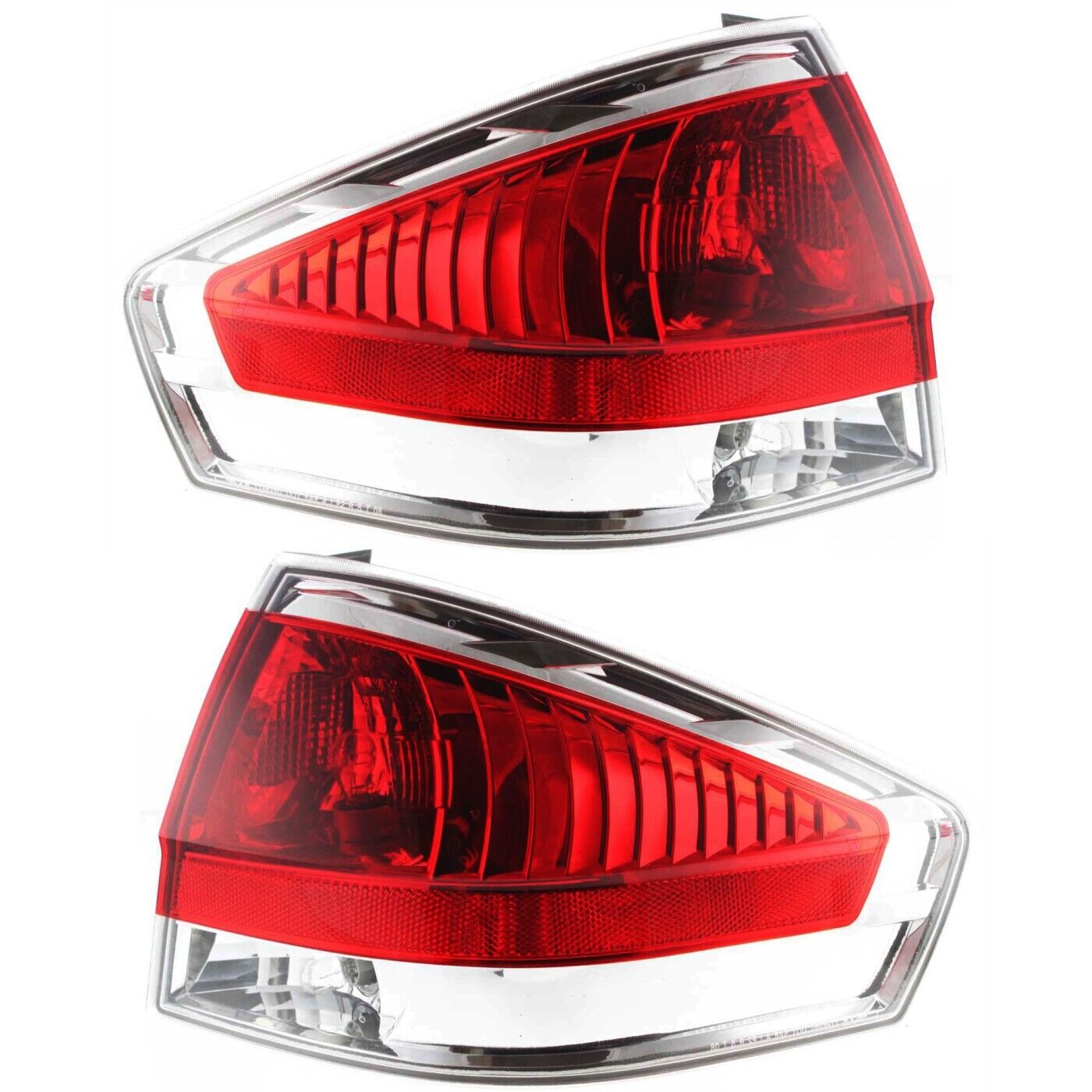 Halogen Tail Light Set For 2008 Ford Focus Clear & Red Lens w/ Bulbs 2Pcs
