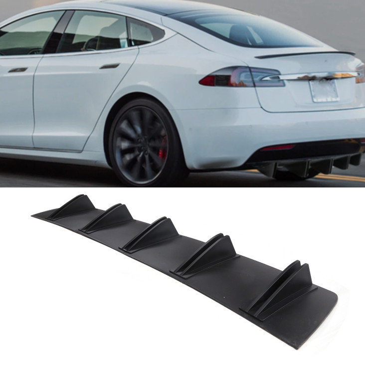 For Tesla Model S Rear Diffuser Fins Bumper Splitter Spoiler Lip Matte Black