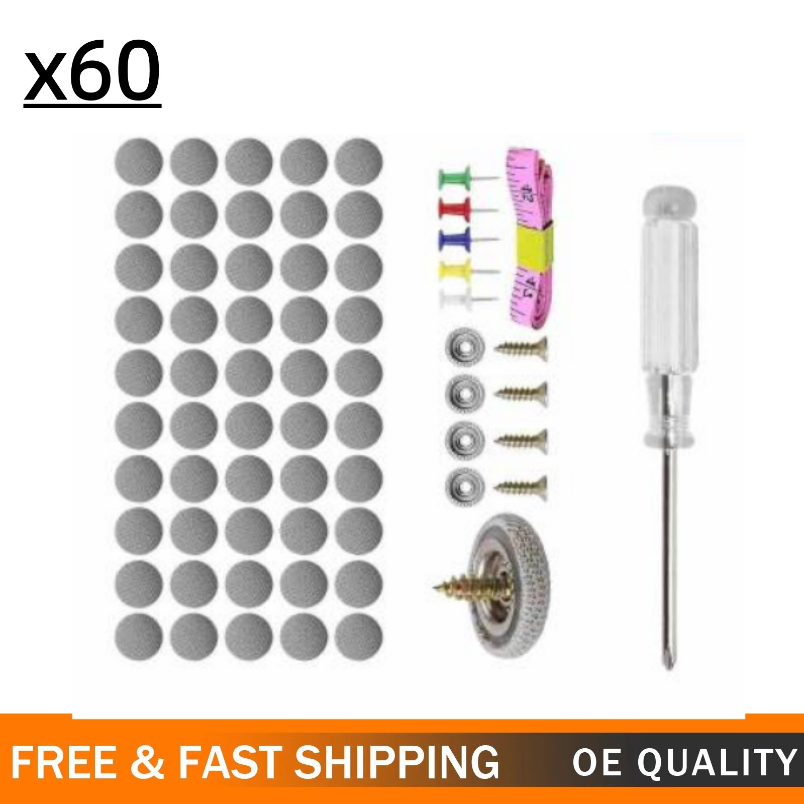60Pcs Car Roof Liner Ceiling Kit Repair Buckle Sagging Headliner Pins Rivet Snap 60Pcs Car Roof Liner Ceiling Kit Repair Buckle Sagging Headliner Pins Rivet Snap