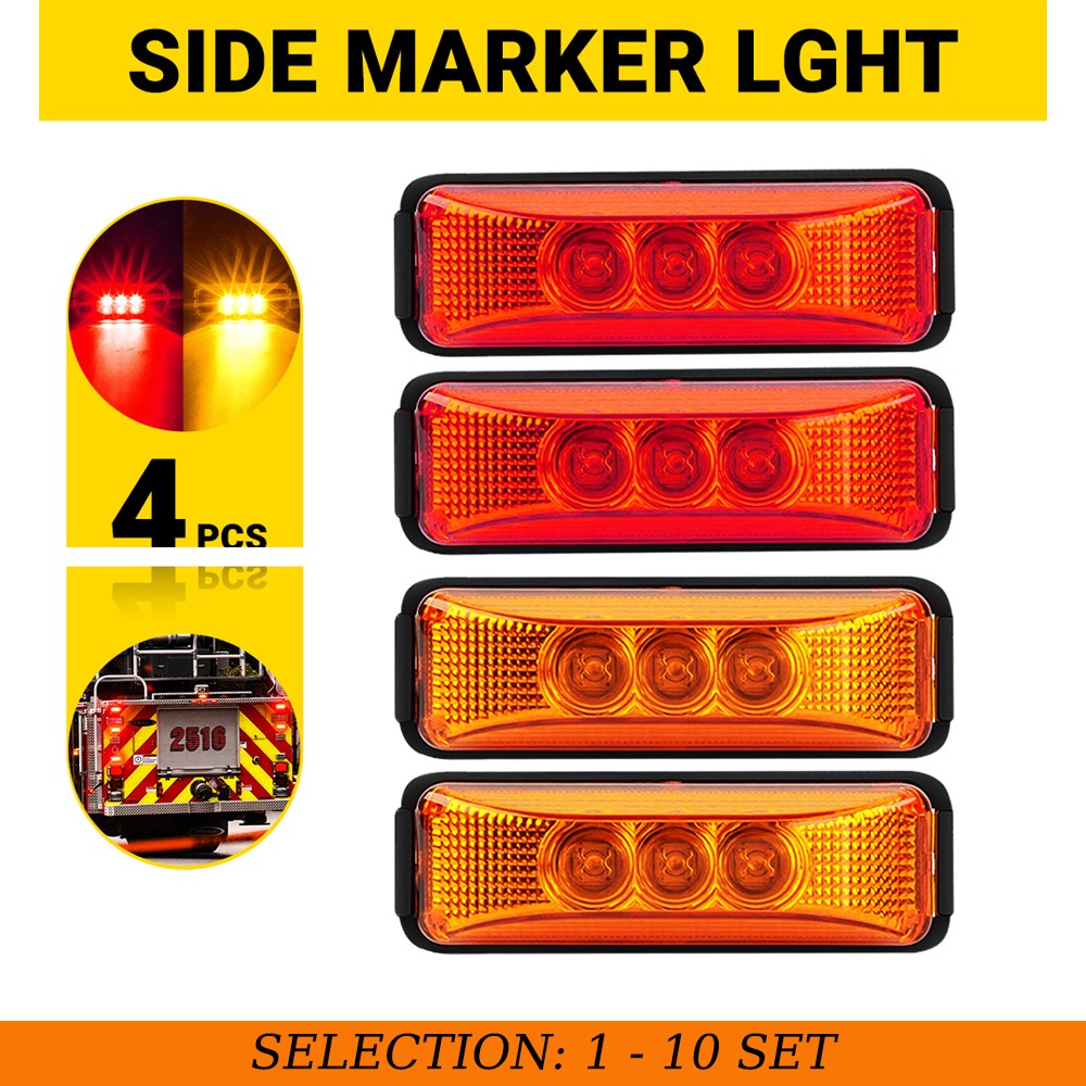 4-40X Amber / Red LED Clearance Lights Waterproof Universal for Truck Trailer RV