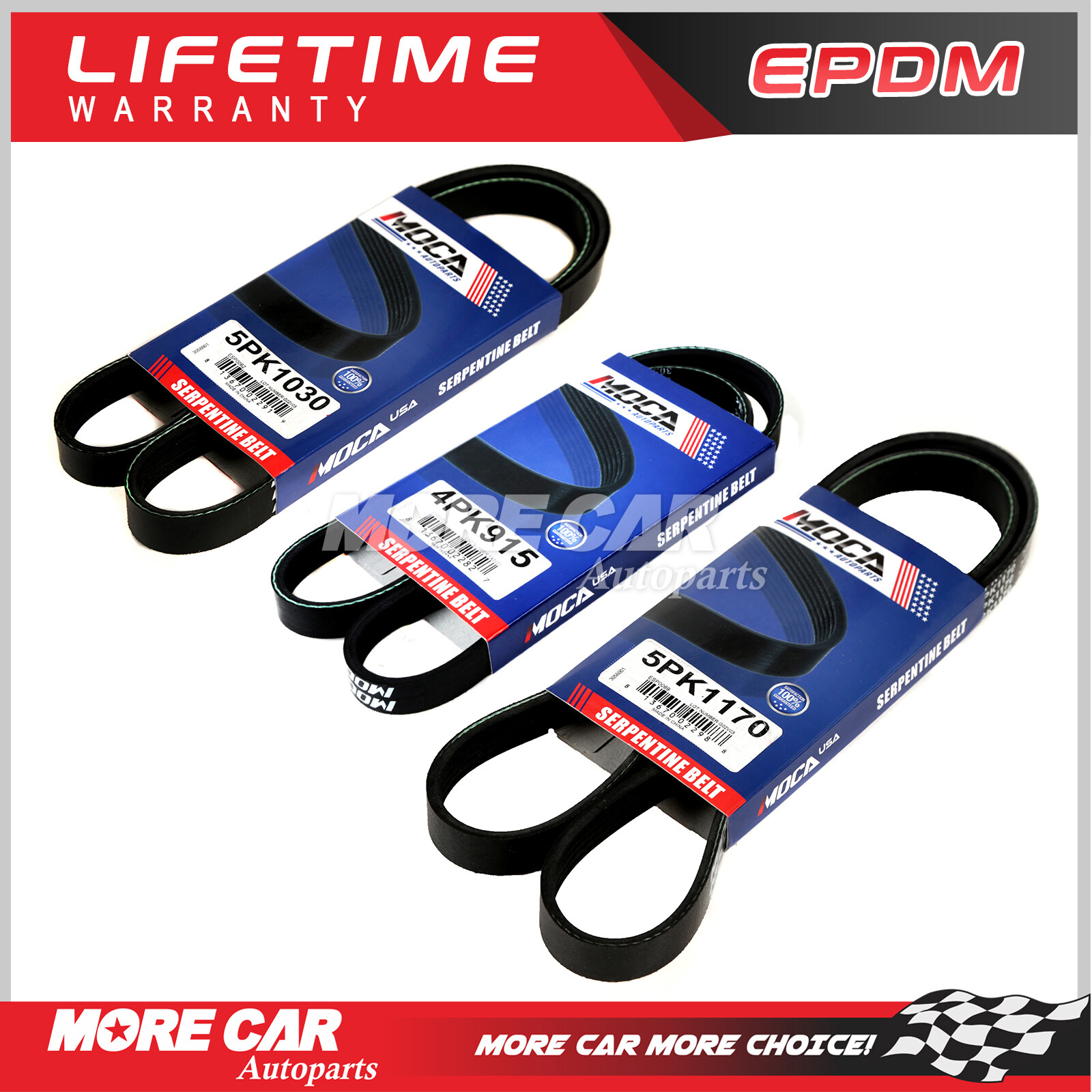 3 EPDM Serpentine Belt for 93-97 Mazda 626 99-03 Protege 4PK915 5PK1030 5PK1170