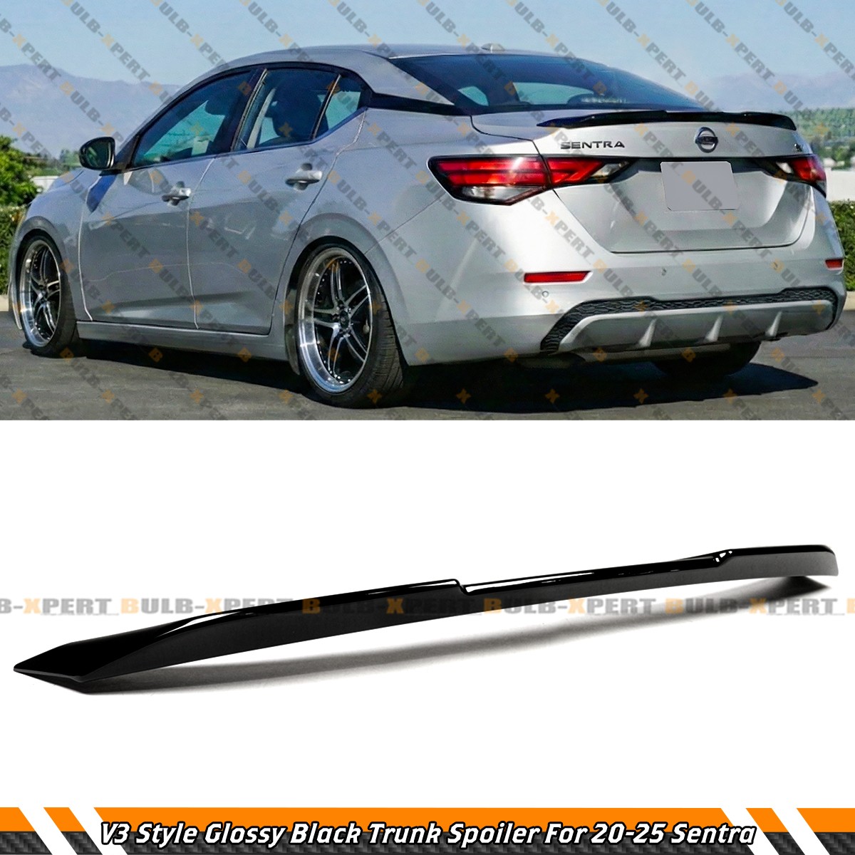 FOR 20-2025 NISSAN SENTRA V3 STYLE GLOSS BLACK HIGH KICK DUCKBILL TRUNK SPOILER
